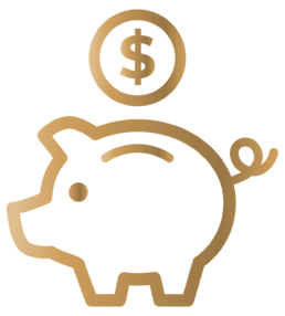 Gold piggy bank icon made by The Parent Team mortgage loan office