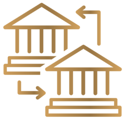Gold changing banks icon made by The Parent Team mortgage loan office