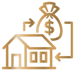 Gold refinance icon made by The Parent Team mortgage loan office